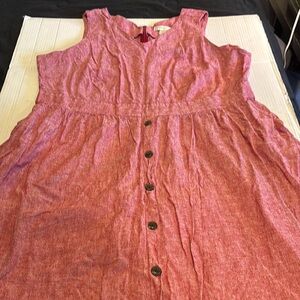 Sleeveless Red Button-Down Dress